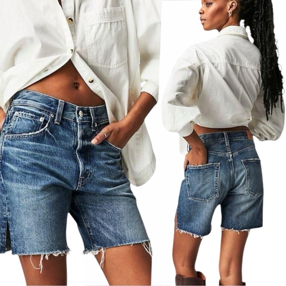 Edwin Women's‎ Blue Cai Long Shorts at Free People Size 25